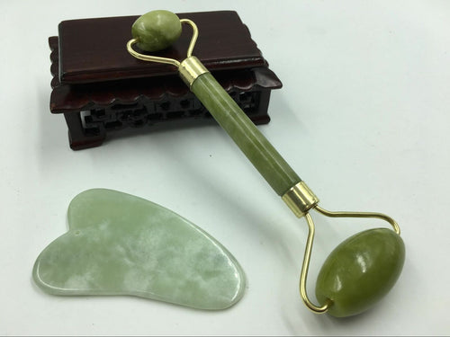 Home Guasha Facial Jade Roller Face Thin+Body Gua Sha Board Massager Tool Set