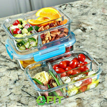 Load image into Gallery viewer, Glass Meal Prep Containers 3 Compartment, 3 Pack, 35 Oz, Food Storage Bento Box 5
