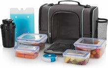 Load image into Gallery viewer, Large Insulated Meal Prep Lunch Bag Food Containers Boxes Leakproof + Ice Pack
